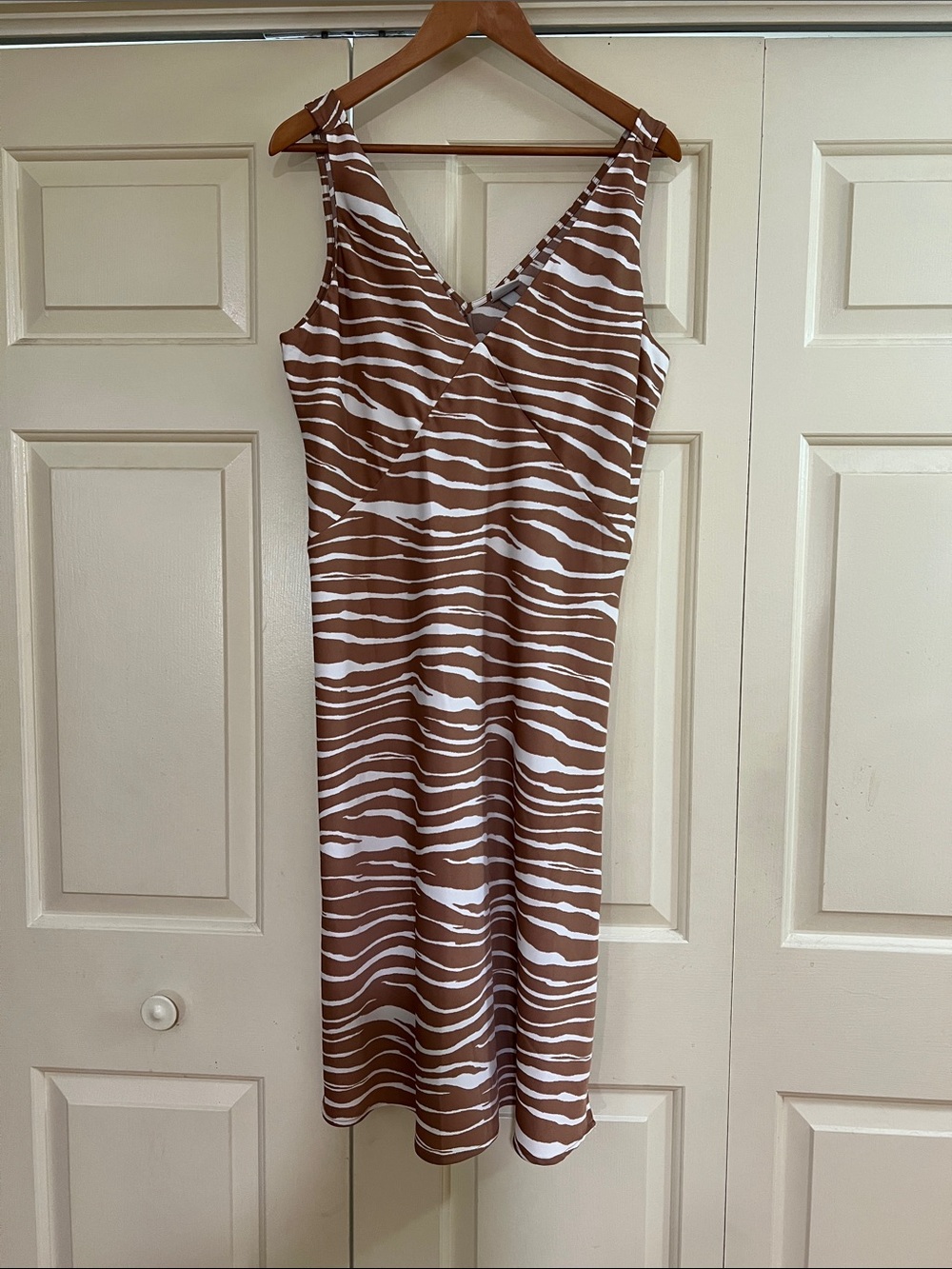 a new day Brown Zebra Print Midi Slip Dress Like New!